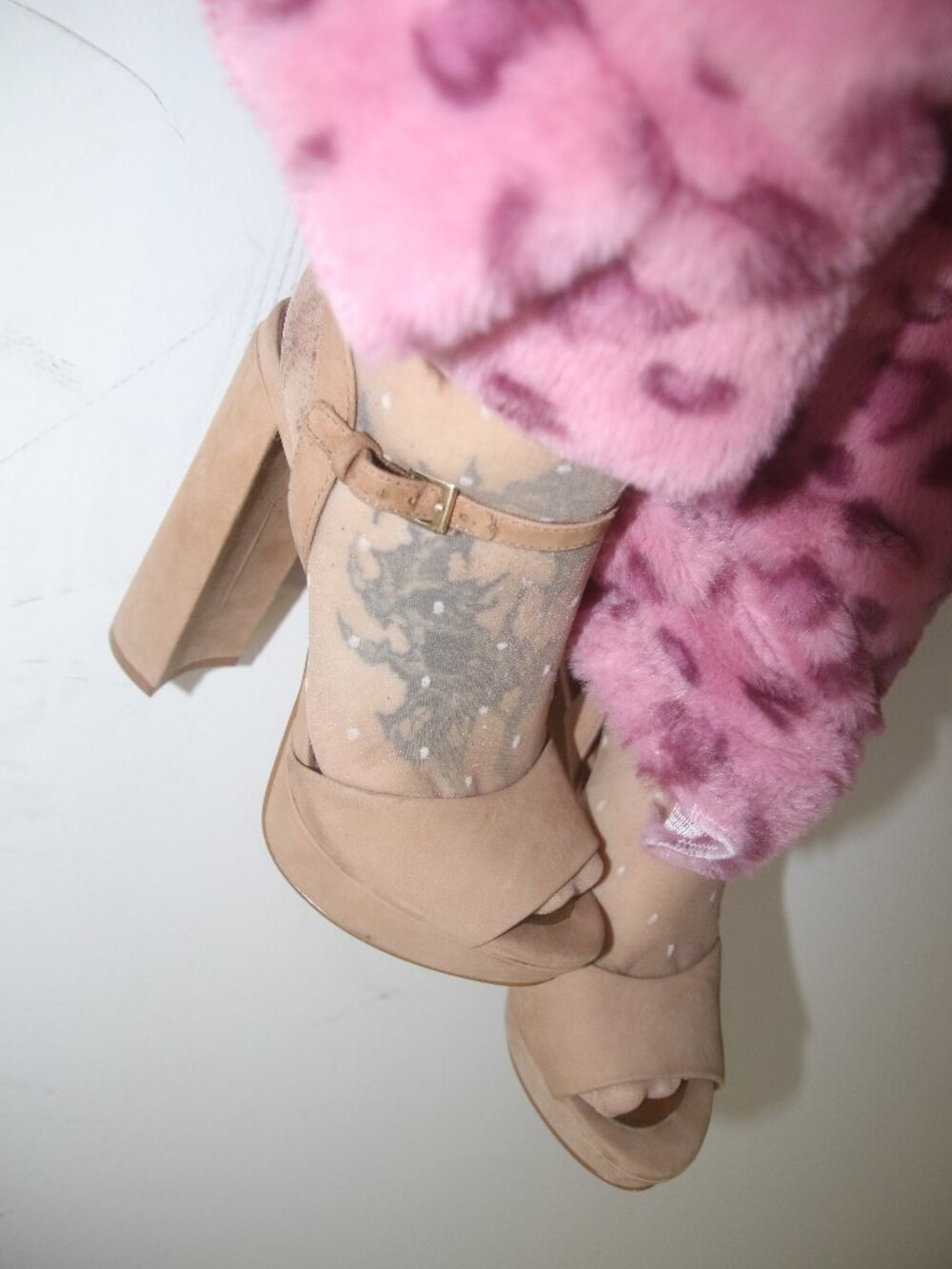 Steve Madden: Nude Chunky Heel Platforms.